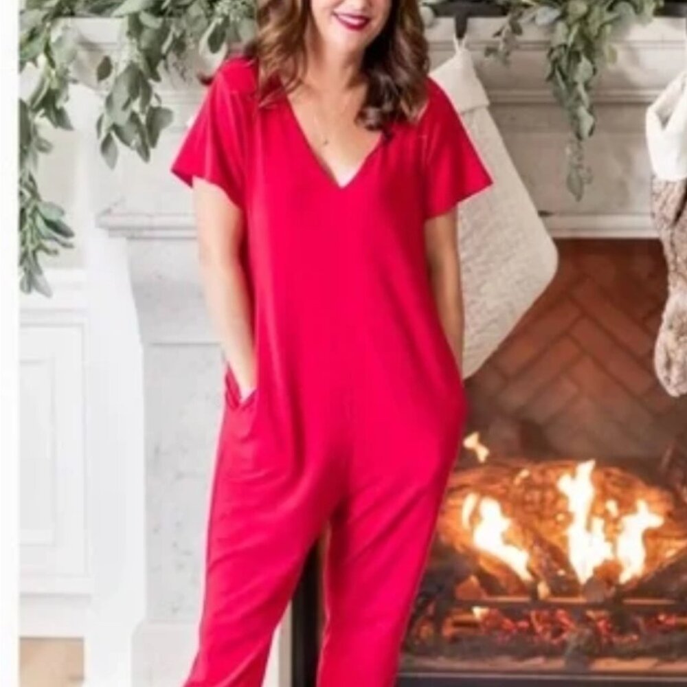 NWT Smash & Tess The Sunday Romper In Red Size Medium